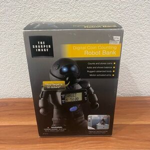 The Sharper Image Digital Coin Counting Robot Bank GF-D100 *New & Sealed